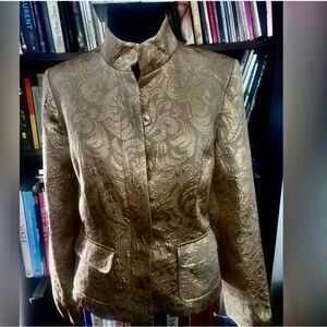 Arden B Gold Floral Brocade Blazer
